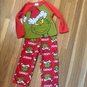Festive Grinch Kids Pajama Set - Red and Green